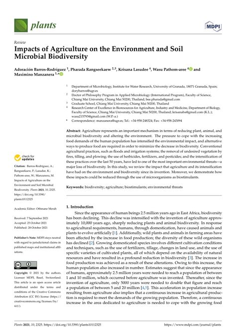 Pdf Impacts Of Agriculture On The Environment And Soil Microbial