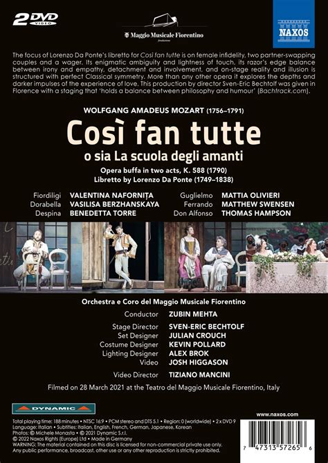 Wolfgang Amadeus Mozart Cosi Fan Tutte Dvds Jpc