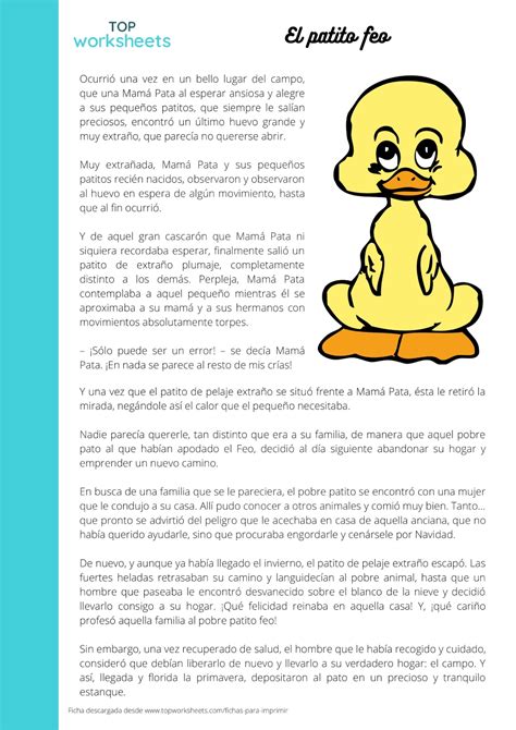 El Patito Feo Ficha Para Imprimir Topworksheets