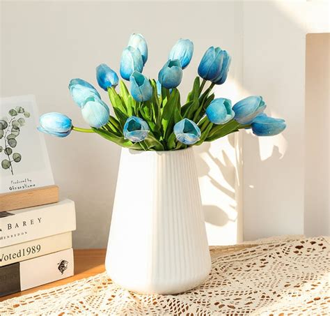 Artificial Blue Tulip Fake Holland Mini Tulip Real Touch Etsy