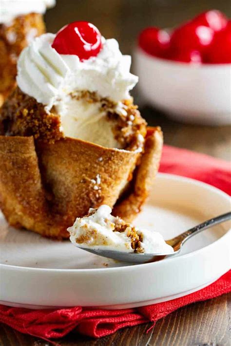 Fried Ice Cream With Cinnamon Tortilla Bowls Taste And Tell