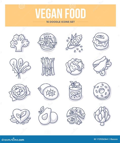 Vegan Food Label Icons Symbols Cartoon Vector Cartoondealer