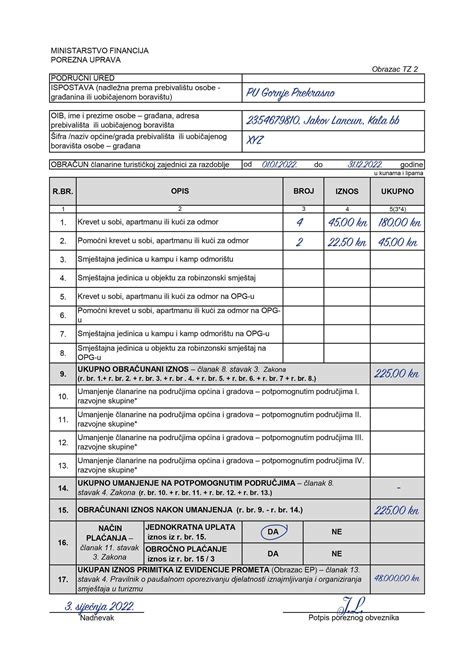 Uputa Za Popunjavanje Obrasca Tz S Rokom Predaje Do Sije Nja