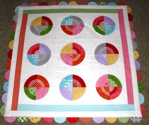 Bullseye Baby Quilt Tutorial With Cute Half Circle Scalloped Edging