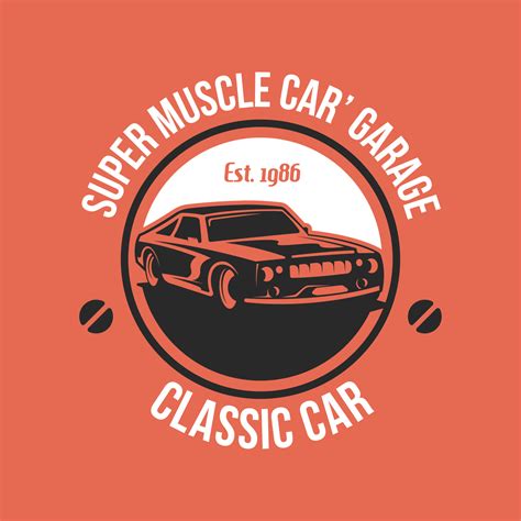 Retro American Muscle Car Logo Design Template Vector Art At