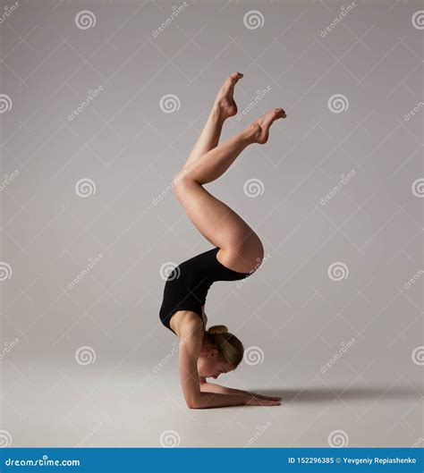 Beautifull Flexible Blonde Girl Posing Gymnastics Stock Image CartoonDealer 152296273