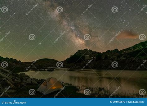 Stars Milky Way Galaxy Over Camp Tent Stock Photo Image Of Activity