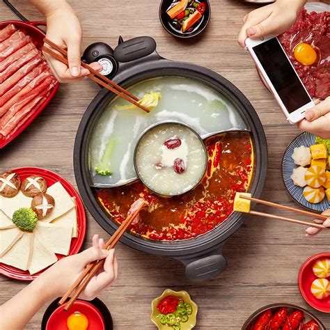 220V Electric Multi Cooker 2 Flavors Hot Pot Household Non Stick 6L Electric Cooking Machine Two