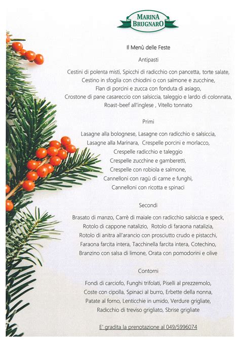 Il Men Delle Feste Marina Brugnaro Specialit Gastronomiche