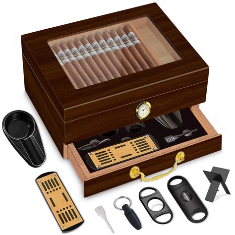 Buy Cigar Humidors Premium Cigar Box With Digital Hygrometer Glass