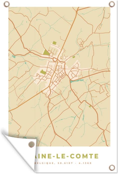 Muurdecoratie Kaart Vintage Braine Le Comte Plattegrond