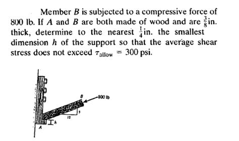 Solved Member B Is Subjected To A Compressive Force Of 800 Chegg