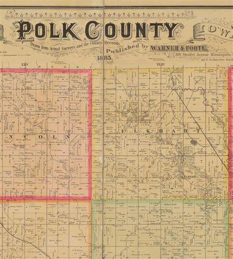 Polk County Iowa 1885 Old Wall Map With Landowner Names Farm - Etsy