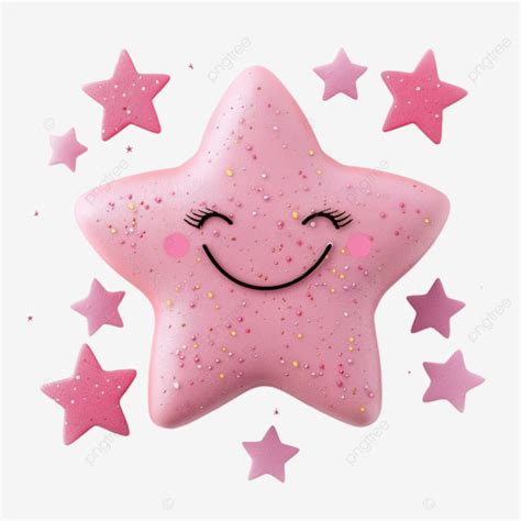 Estrela Rosa Carinha Sorridente E Estrelas Png Estrela Rosa