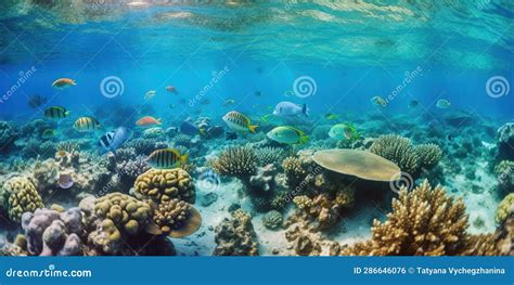 Underwater Life through Coral Reefs Stock Illustration - Illustration ...