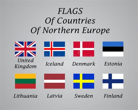 Northern Europe Countries Flags Collection Stock Vector - Illustration of flag, country: 98809655