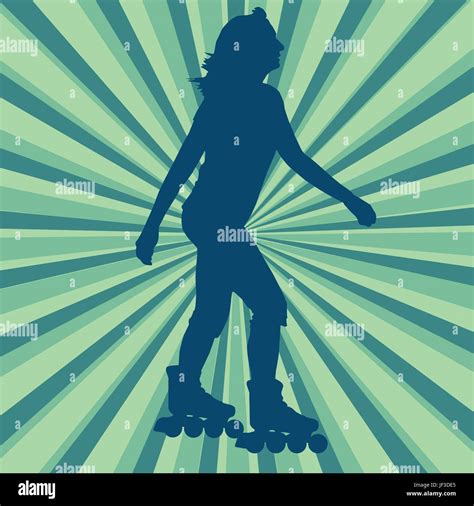 Woman Inline Skating Vector Abstract Background Stock Vector Image