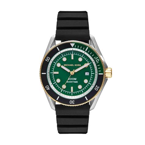 Buy Michael Kors Silicone Analog Green Dial Men Watch Mk9158 Black