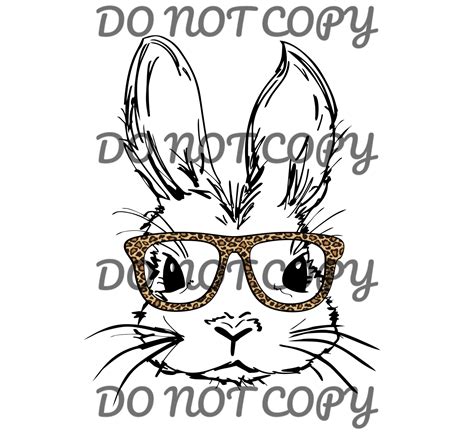 Bunny With Leopard Glasses Sublimation Transfer Sassy Sublimation