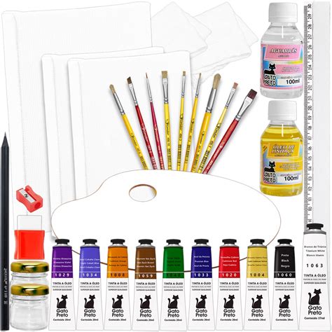 Kit Pintura Tinta Leo Ou Acr Lica C Telas Paleta Pinceis