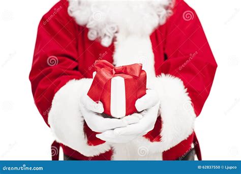 Santa Claus Holding A Present Stock Photo Image Of Claus Focus 62837550