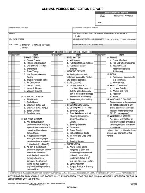 Printable Dot Annual Inspection Form