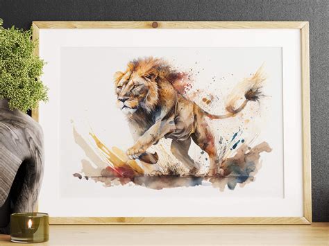 Lion Watercolor Art Print Painting Wall Art Decor Artwork Download Home ...