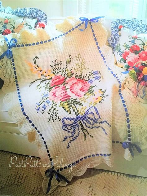 Vintage Crochet Pattern Victorian Rose Bouquet Afghan Pdf Etsy Canada