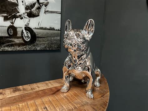 Large Silver Resin French Bulldog Statue – John Cowell Limited