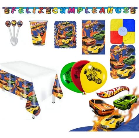 Kit Infantil Decoración Fiesta Hot Wheels X Invitados Cuotas sin interés