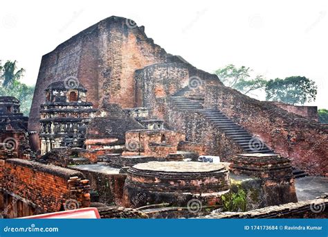 Ruins Of Nalanda University At Nalanda Bihar In India Stock Photo