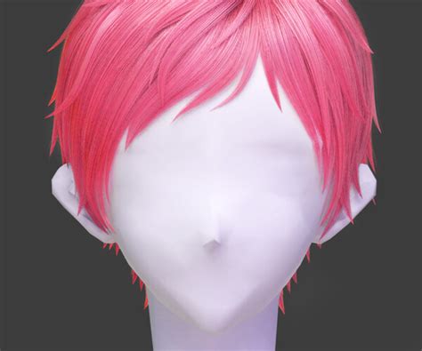 Artstation Anime Male Short Hair Hairstyle Blender Particle Hair