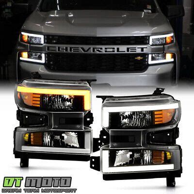 Chevy Silverado Halogen Black Led Switchback Headlights