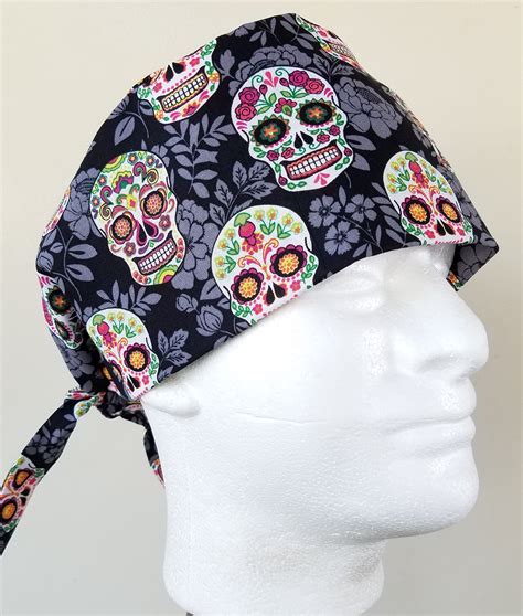 Mens Scrub Hat Sugar Skulls Scrub Cap Scull Cap Scrub Hat Men