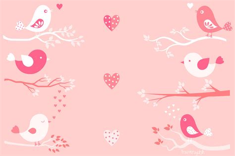 Cute Valentine birds clipart, Pink love bird clip art set, Valentine's ...