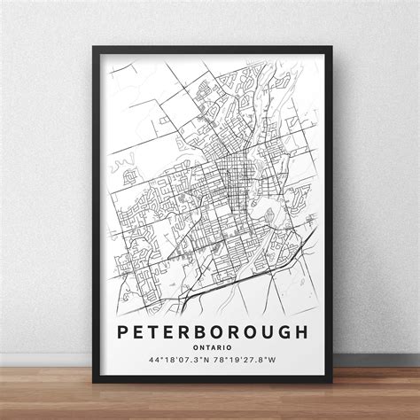 Printable Map Of Peterborough Ontario Canada With Street Names Etsy