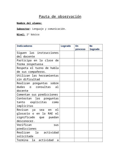 Docx Pauta De Observacion Clase Dokumen Tips