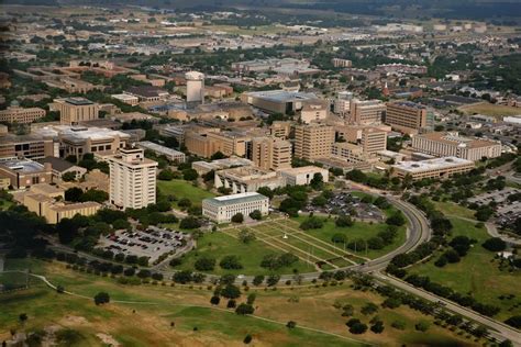 Aerial View Of The Texas A And M Campus In College Station Texas Texas