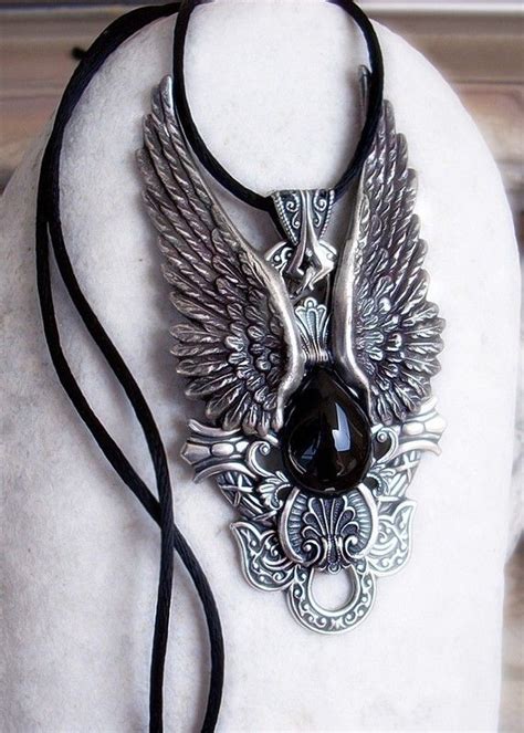 Angel Wing Necklace Womens Mens Gothic Jewelry By Aranwen On Etsy €57