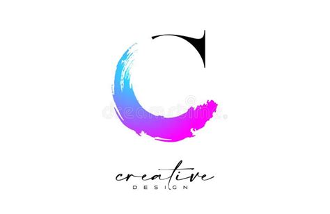 Brush Stroke Letter C Logo Desgn With Artistic Colorful Blue Purple