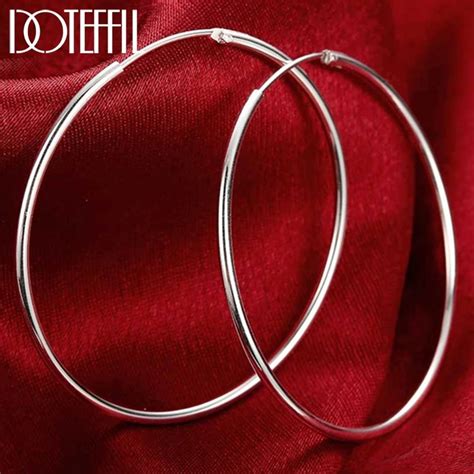 Doteffil 100 925 Sterling Silver Hoop Earring 50mm Round Circle Loop