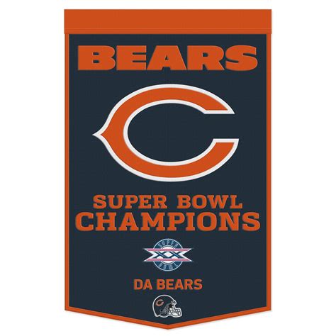 Chicago Bears 24" x3 8" Super Bowl Wool Banner – Clark Street Sports