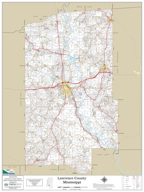 Lawrence County Mississippi 2021 Wall Map | Mapping Solutions