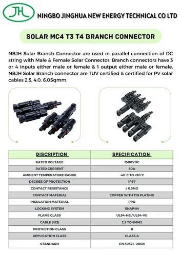 Ningbo Make Mc4 Solar Branch Connector Voltage 1500v Dc Packaging