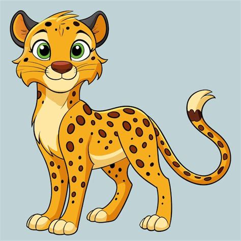 Un Dibujo De Dibujos Animados De Un Leopardo Con Ojos Verdes Y Un Fondo