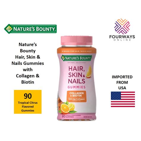 Nature S Bounty Hair Skin And Nails W Collagen And Biotin Gummies 90ct Shopee Philippines