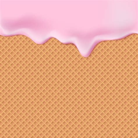 Premium Vector Flowing Pink Glaze On Wafer Texture Sweet Food