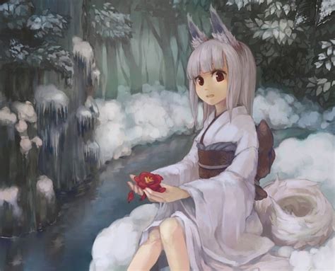 Free Download Snow Fox Stream Nekomimi Wet Kitsune Neko Floral