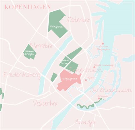 Kopenhagen Stadtteile Karte Gold Karte