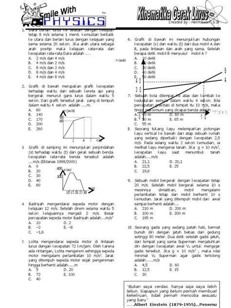 Soal Kinematika Gerak Lurus A Pdf